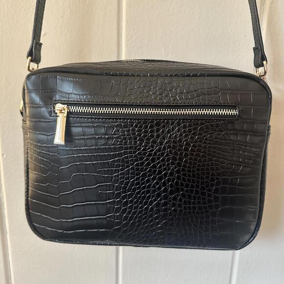 Pom Pom London City Bag Black Croc Embossed Leather Crossbody Bag Purse Gorgeous - Picture 4 of 8